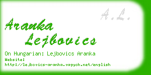 aranka lejbovics business card